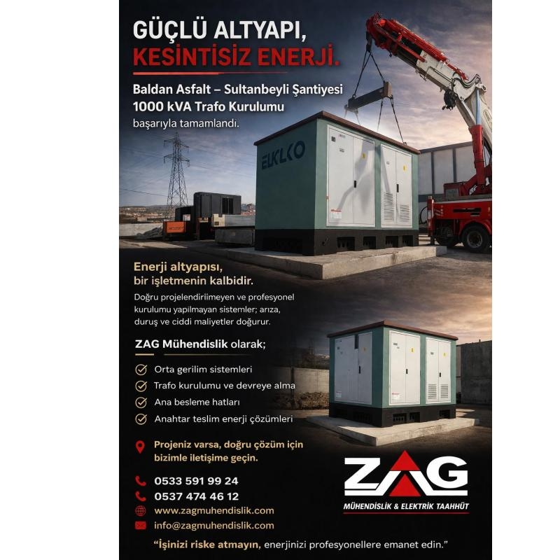BALDAN ASFALT SULTANBEYL� 1000KVA TRAFO KURULUMU VE OG HAT NAK�L HATTI